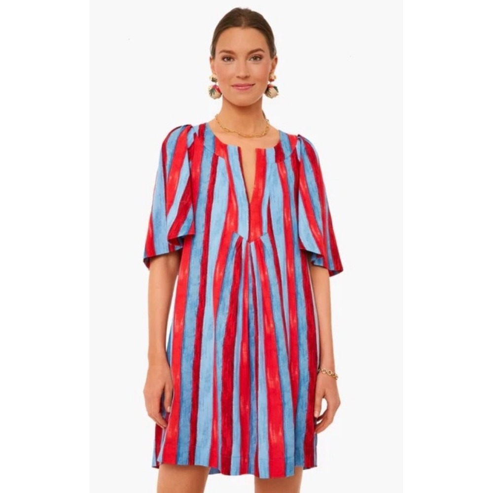 Tuckernuck Pomander Place Finley Stripe Linen Flutter Sleeve Mini Dress ($148) S